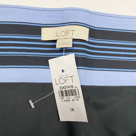 Ann Taylor Loft Navy White Stripe Faux Wrap Straight Skirt Women Size 14 New - Picture 3 of 4